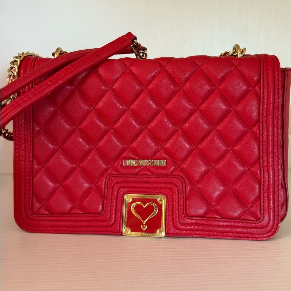LOVE MOSCHINO Red Quilted Sling Bag